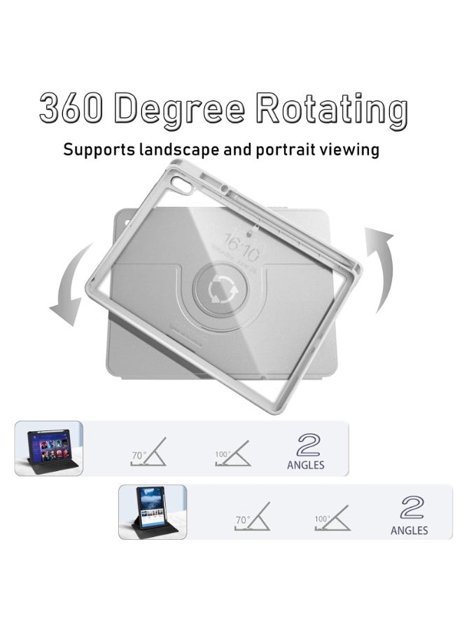 للآيباد 2022 (10th) 10.9 بوصة غطاء القضية، القضية الحماية اللوحية، الاكريليك 360 ° تصميم الدوار، التلقائي الاستيقاظ / النوم، الجلد الناعم، الرمادي - Image 4